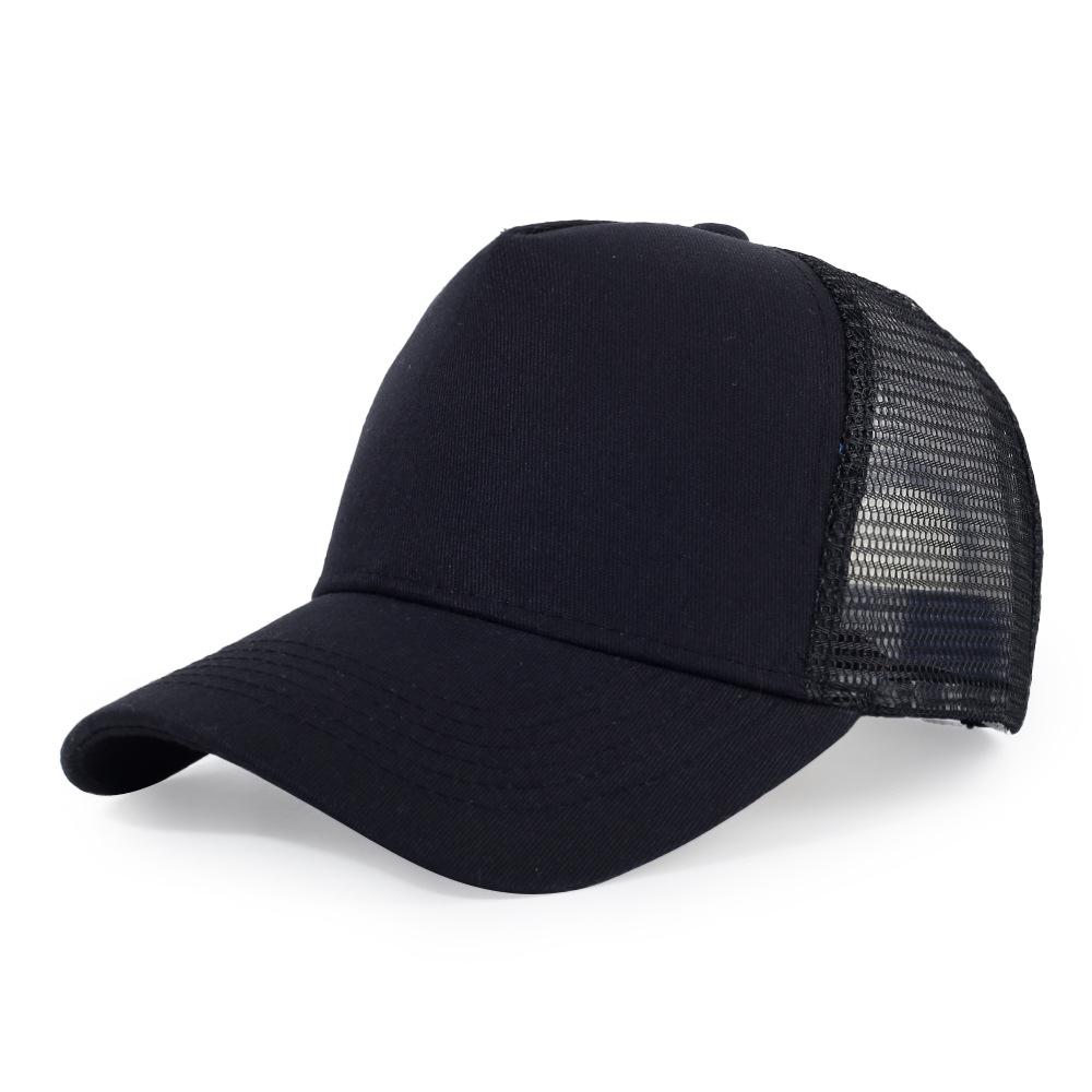 Ready To Ship High Quality Wholesale Custom Logo High Crown Snapshot Mesh Cap Curved Brim 5 Panel Cotton Canvas Trucker Cap