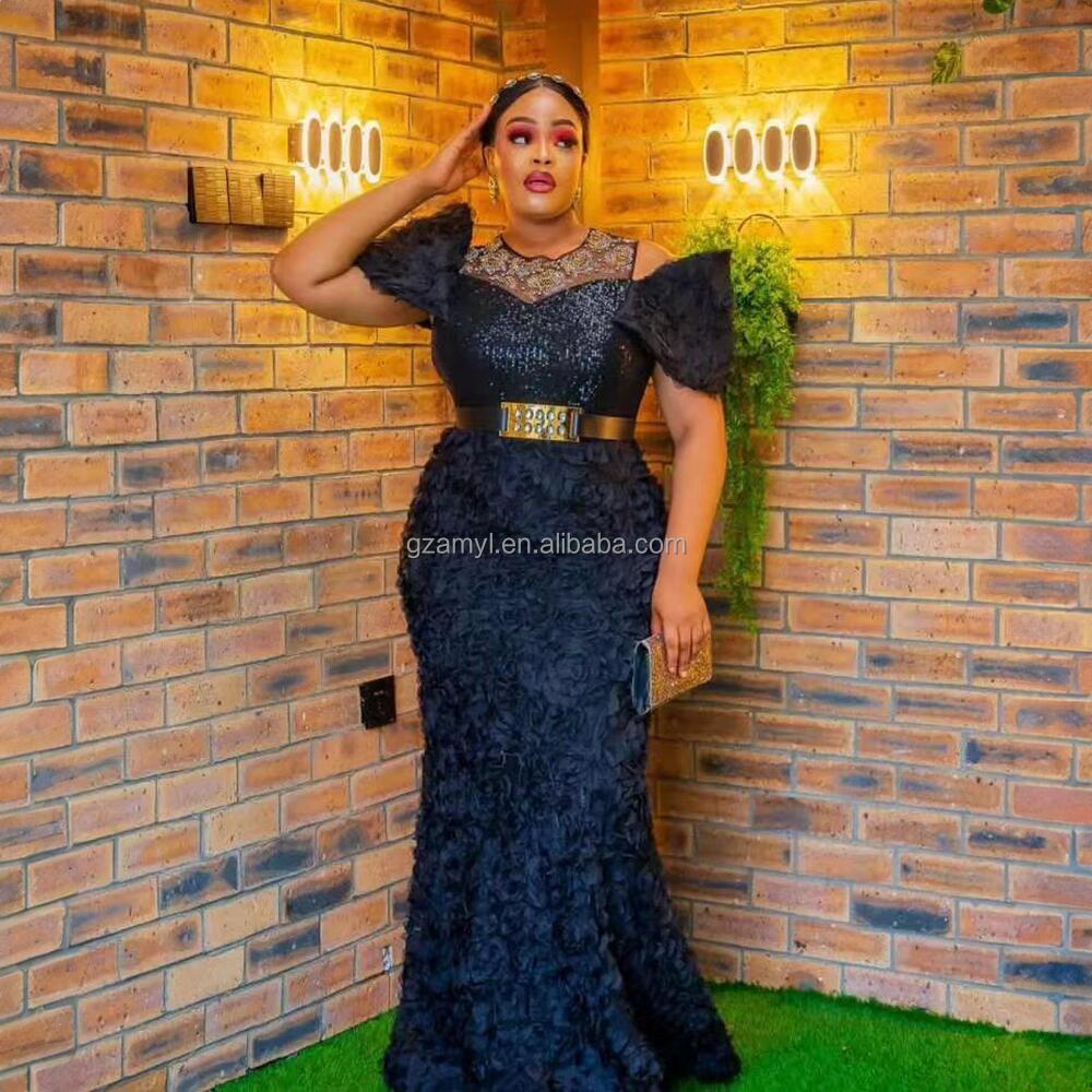 New Rhinestone Sequins African Costume Church Women Women's Dress Embroidery African Design Dress Mesh Women's Dress Women's Dress