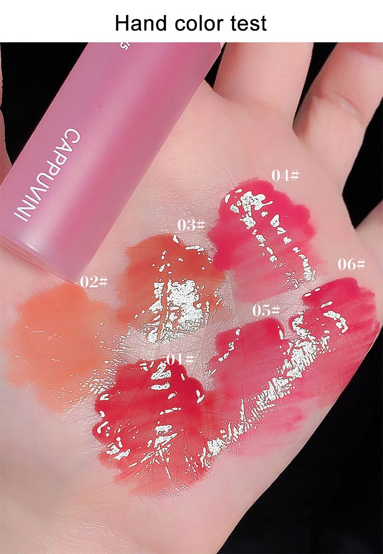 High Coloring Cute Lip Gloss 6-piece Set Heart-shaped Pink Lip Gloss Vivid Juicy Gloss Finishing Cappuvini Mirror Moisturizing Glaze Color