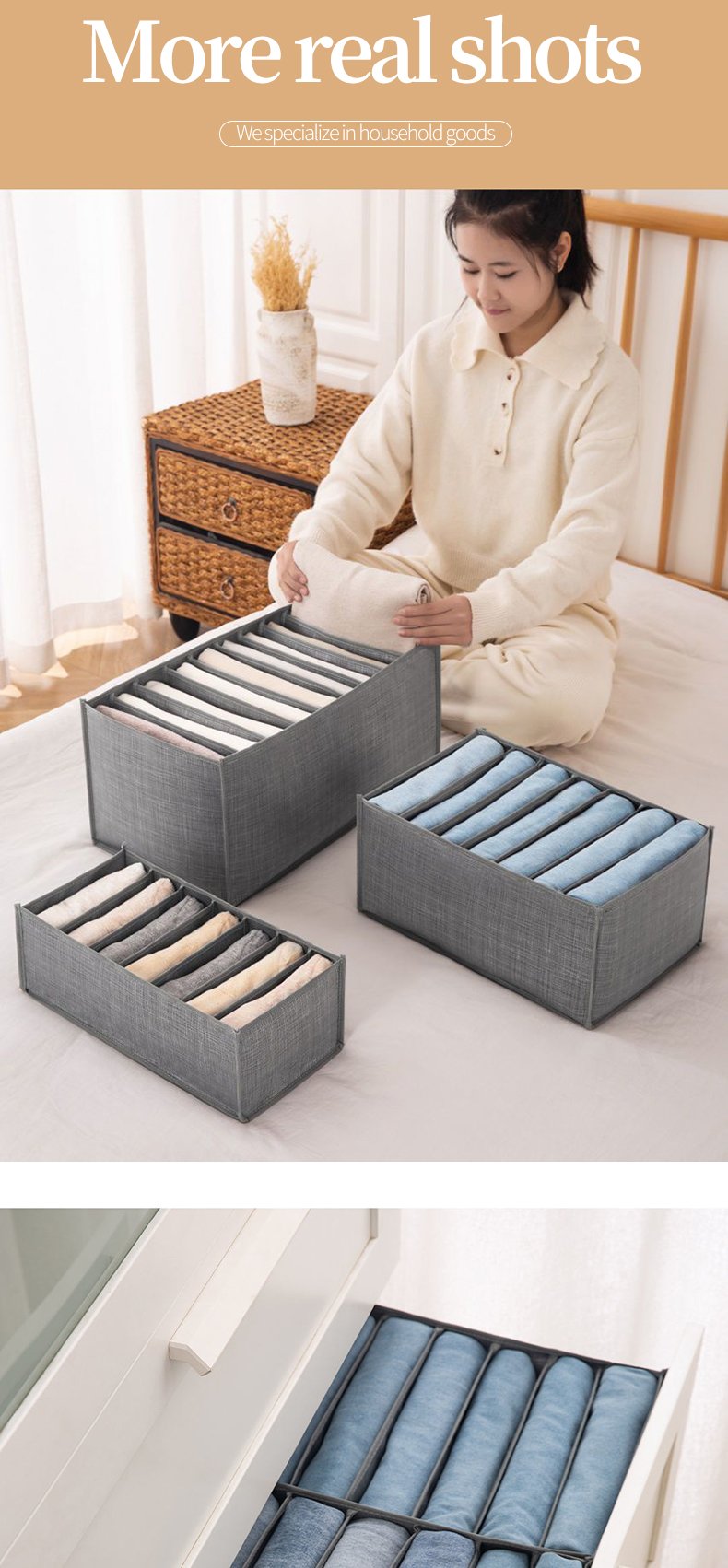 Hot Selling Clothes Storage Wardrobe Jeans Storage Box Foldable Non-woven Clothes Toy Storage Box