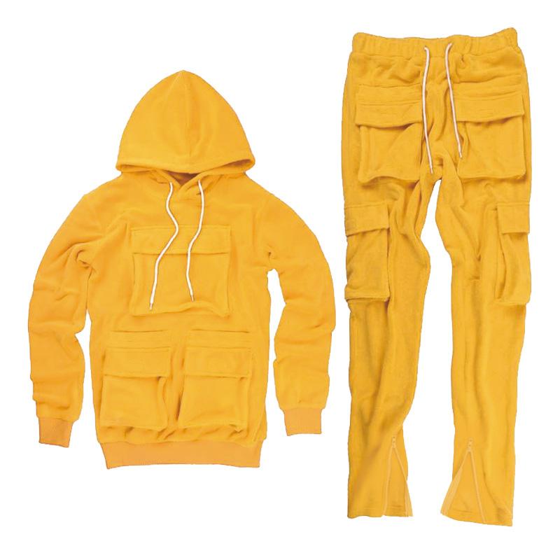 Top Fashion Multi-Pocket Autumn Clothing Men's Two-Piece Suit Hoodie Suit Sportswear Jogging Clothes Men's Sportswear Street Clothing