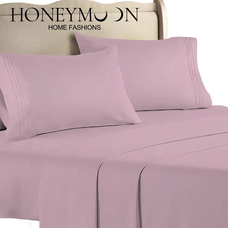 Honeymoon Wholesale Microfiber Lightweight Bedding Embroidery 4 Piece Set Bed Sheet Pillowcase Home Furnishings