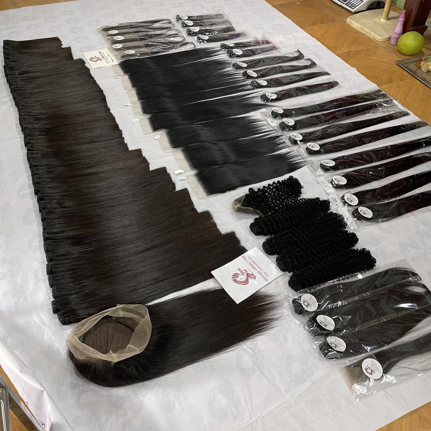 Set For Black Women 2 Strands Of Hair Ombre And 1 Lace Closed Bone Straight Double Pull 100% Virgin Vietnamese Human Harry Wig