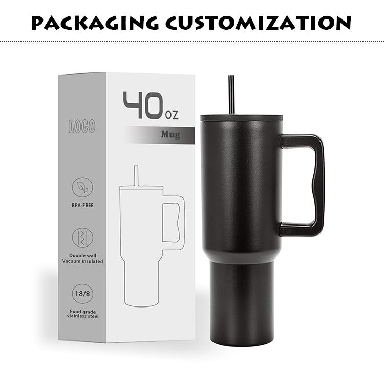 Custom 40 Oz Tumbler Vacuum Thermos Cup No Overflow Jug Traveler Stainless Steel Mug Temos With Handle Jug Tumbler