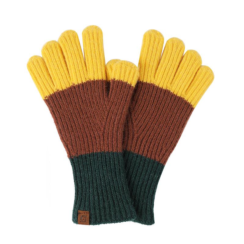 Winter Cold Weather Warm Wool Blend Jacquard Knit Gloves For Girls