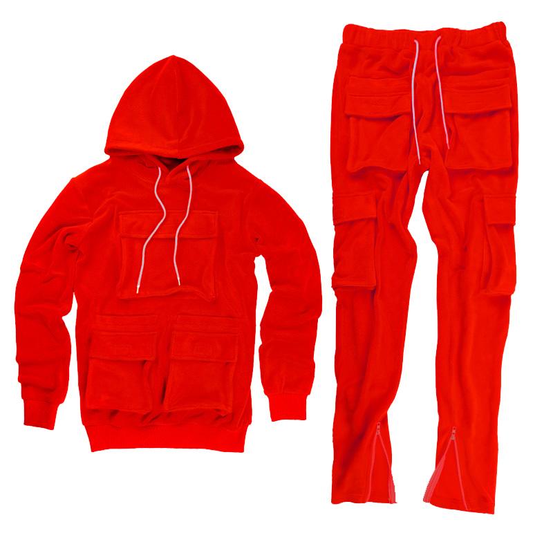 Top Fashion Multi-Pocket Autumn Clothing Men's Two-Piece Suit Hoodie Suit Sportswear Jogging Clothes Men's Sportswear Street Clothing