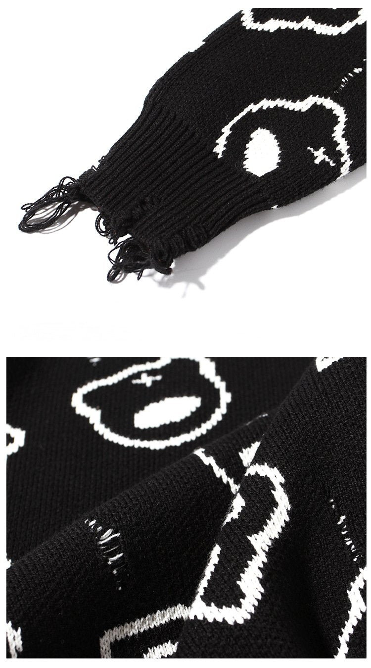 Nanteng Custom Logo Low Minimum Order Quantity Autumn And Winter Warm Printed Jacquard Sweater Round Neck Sweater Men's Pullover