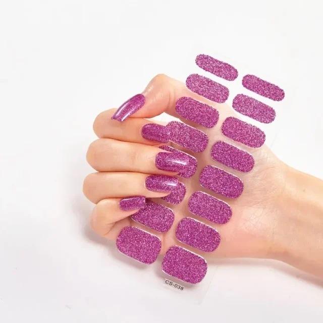 Waterproof Nail Gel Sticker Decal Semi-cured UV Lamp Gel Nail Sticker With UV Lamp, Durable