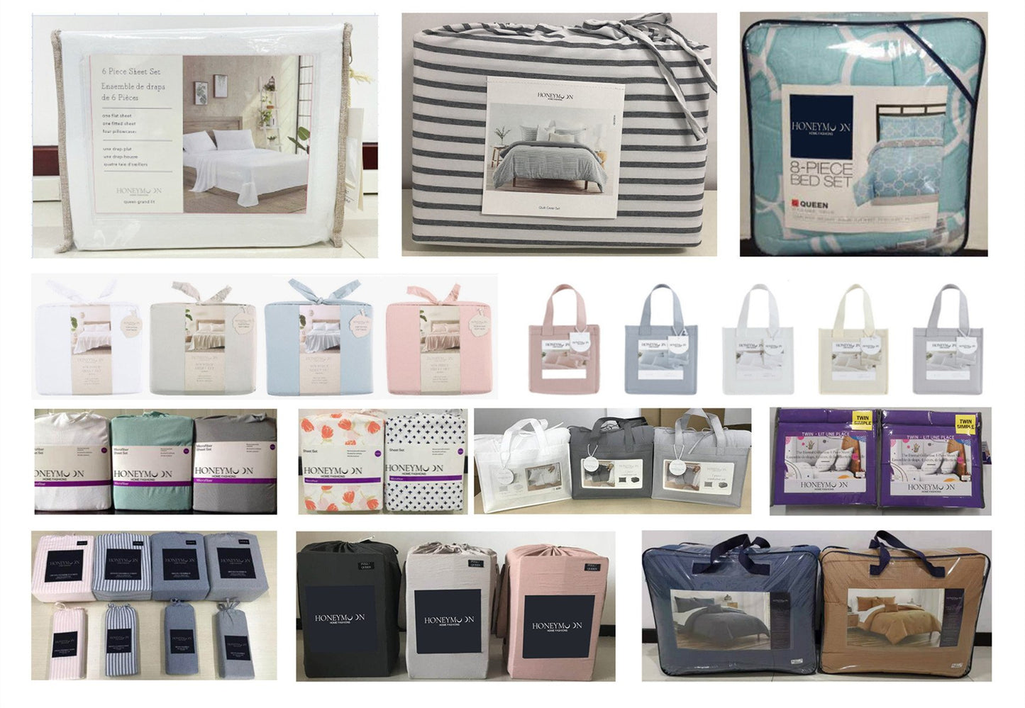 Honeymoon Wholesale Microfiber Lightweight Bedding Embroidery 4 Piece Set Bed Sheet Pillowcase Home Furnishings