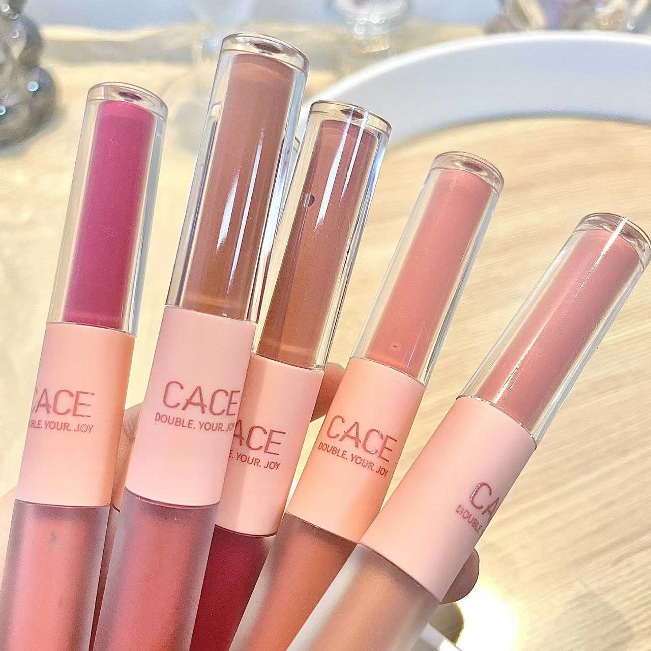 Double Lip Gloss Same Color Matte Gloss Velvet Sexy Red Liquid Lipstick Lip Gloss Lasting Lip Glaze Makeup