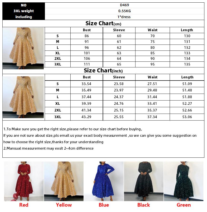 D469 Fashion Party Dress Women O Collar Long Sleeve High Waist A Line Sequin Dress Women Luxury Evening Dress