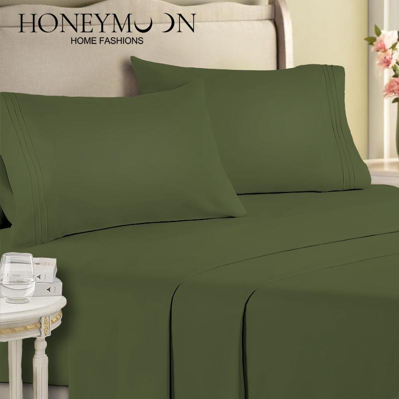 Honeymoon Wholesale Microfiber Lightweight Bedding Embroidery 4 Piece Set Bed Sheet Pillowcase Home Furnishings