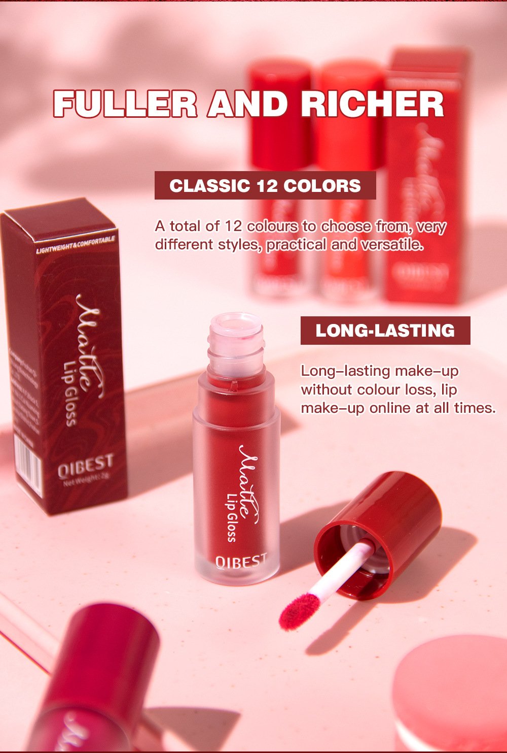 Cruelty-free Natural Velvet Lip Gloss Moisturizing Gloss Non-stick Cup Liquid Lip Glaze Waterproof Non-fading Matte Pigment