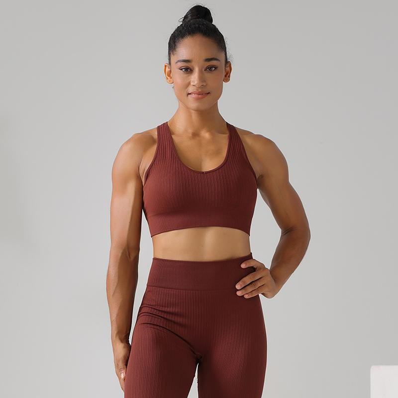 High Quality Rib Zipper 6-piece Set Active Wear Fitness Seamless Yoga Suit Sports Bra Leggings Women's Fitness Suit