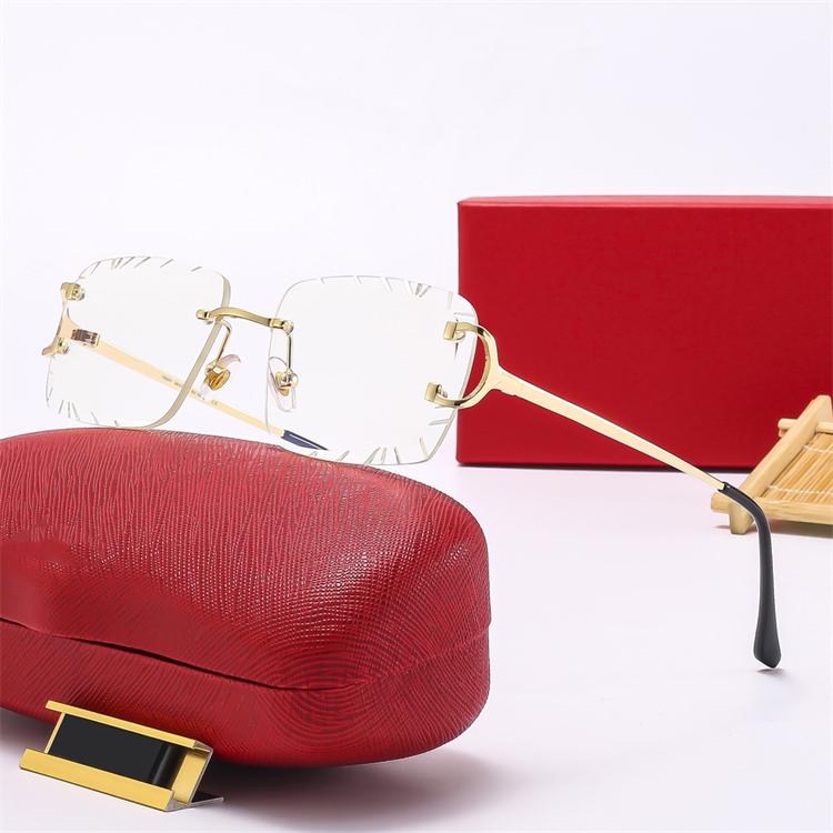 2025 Designer Cartiering Classic Frameless Sunglasses Women And Men Diamond Cut Italian Inspired Luxury Brand Sunglasses UV