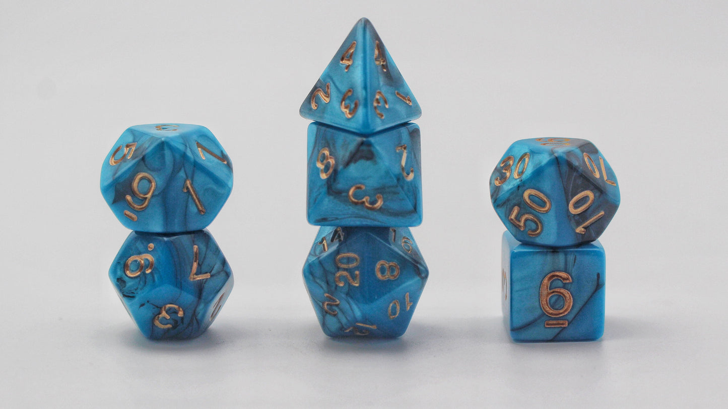 Purple And Blue Swirl Mixed Color Polyhedron DND RPG Board Game Dice Suit