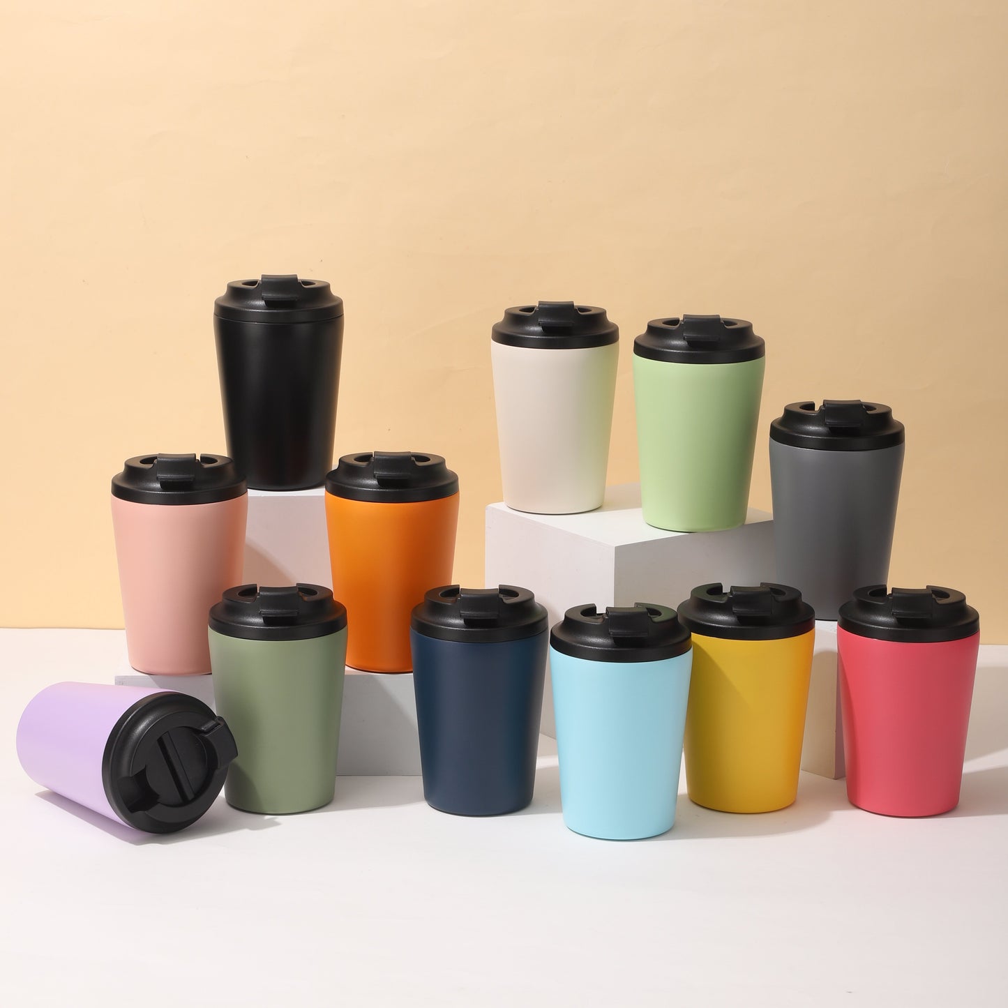 Portable 8 Oz And 12 Oz Stainless Steel Coffee Cup Double Wall Insulated Tumbler Coffee Tea Cup With Flap