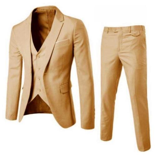 New Trendy Men's Three-Piece Jacket Vest Trousers Slim-Fit Suit Groom Best Man Wedding Dress Casual Suit Men's Suit Jacket Slim-Fit