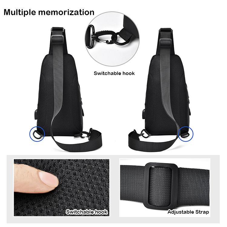 Custom Logo PU Leather Smart Side Casual Bag Travel Messenger Men's Sling Chest Crossbody Waist Bag Men's Bag Waist Bag
