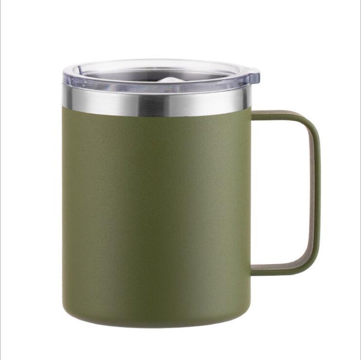 Custom Logo Camping Travel Double Wall 12 Oz 14 Oz Stainless Steel Cup Insulated Coffee Cup With Handle