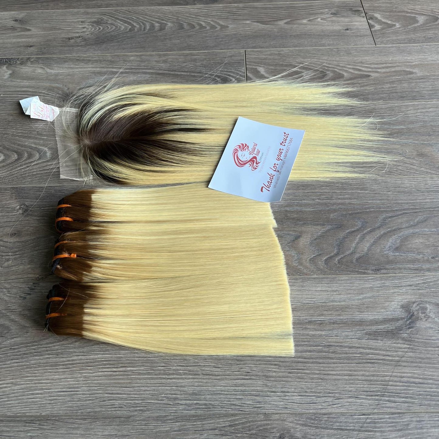 Set For Black Women 2 Strands Of Hair Ombre And 1 Lace Closed Bone Straight Double Pull 100% Virgin Vietnamese Human Harry Wig