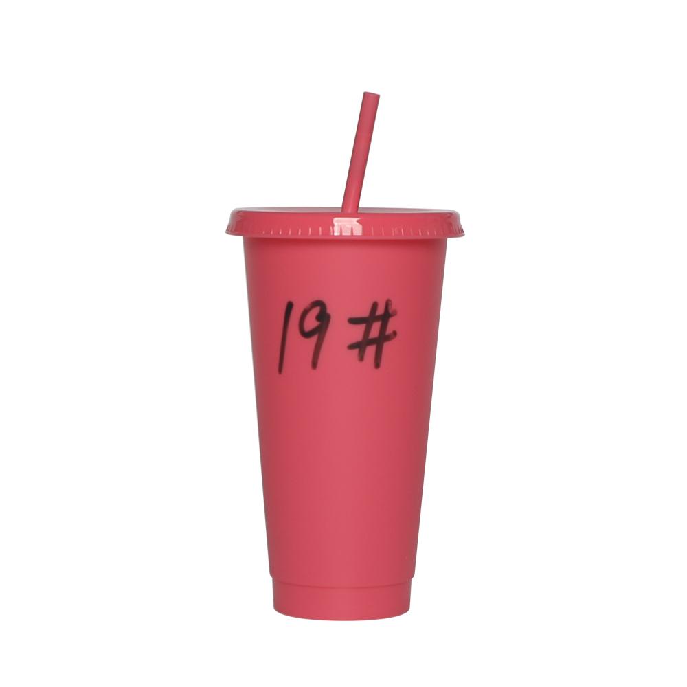 Plastic Tumbler Coffee Black Reusable 24 Oz Frosted Drink Cold Cup With Lid And Straw