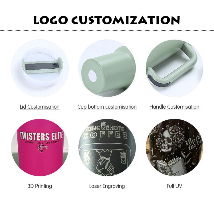 Custom 40 Oz Tumbler Vacuum Thermos Cup No Overflow Jug Traveler Stainless Steel Mug Temos With Handle Jug Tumbler