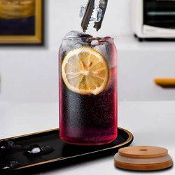 12 Oz 16 Oz 20 Oz Bamboo Lid Glass Pipette Glass Beer Cup Iced Coffee Cute Wine Glass