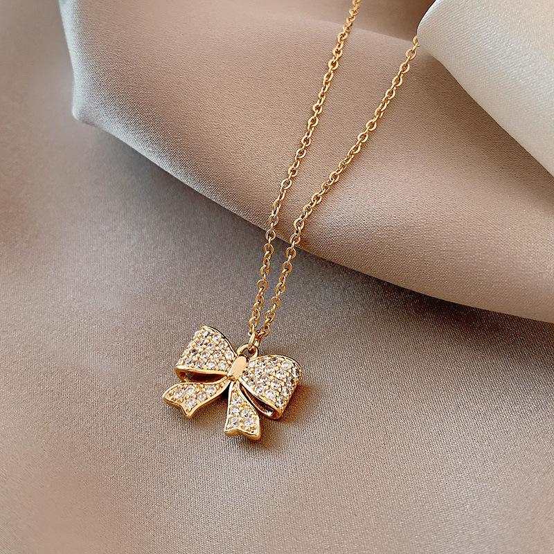 Cadena Para Mujer 18k Gold Plated Butterfly Heart Shaped Clover Custom Women's Necklace Stainless Steel Jewelry Necklace
