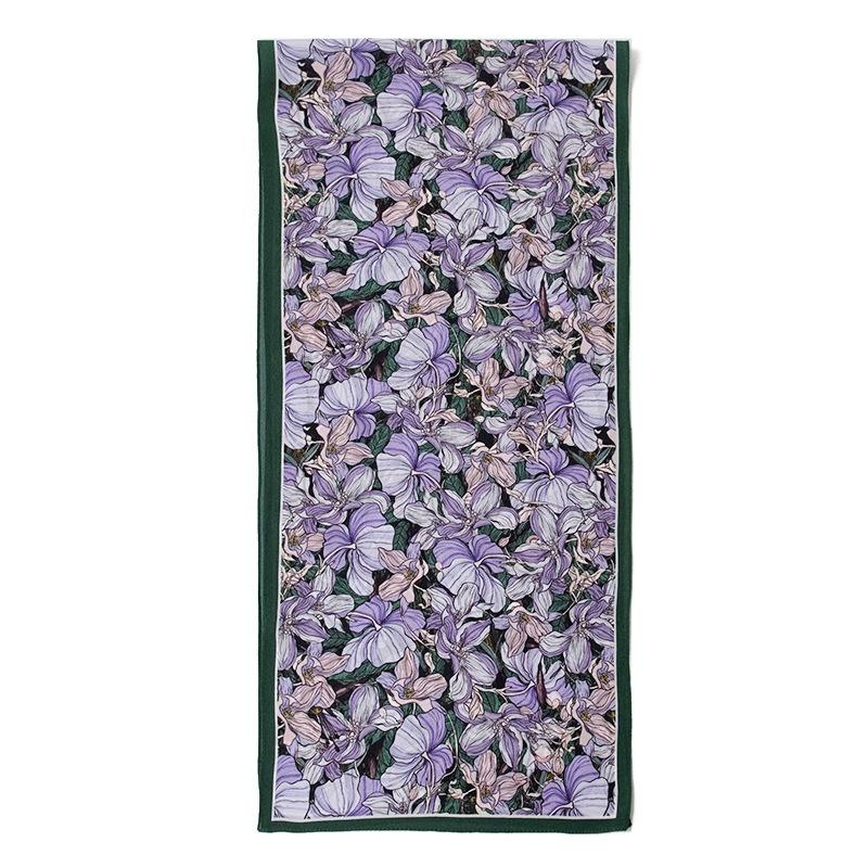 Spring And Summer Women's Silk Scarf All-match Gradient Printing Long Shawl Dual-purpose Square Sunscreen Adult Section