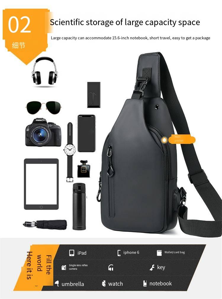Fashion Outdoor Large Capacity Waterproof USB Charging Port Men Chest Bag Messenger Bag Wholesaler Manufacturer New Design