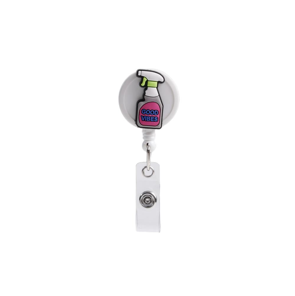 Bestom MOQ 100 32mm Silicone Nurse Accessories Gift ID Card Badge Retractable Reel, Heart-shaped Stethoscope Badge Holder