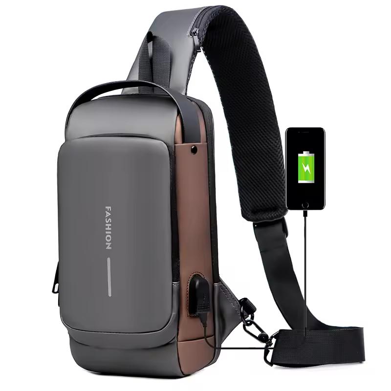 Hot Sale Crossbody Bag Chest Bag With USB And Password Lock Anti-theft Shoulder Bag Fashion Sling Bag Waterproof Custom Logo Men