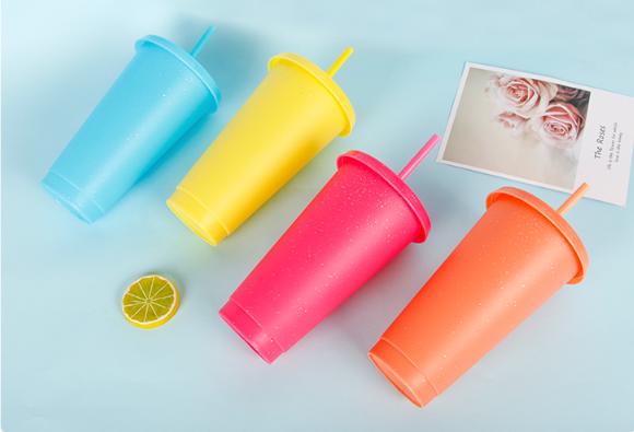 Hot Sale Bisphenol A Free Reusable Drinking Cold Cup 16 Oz/24 Oz Polypropylene Frosted Plastic Cup With Lid And Straw
