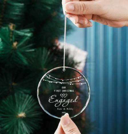 Personalized Engraved Logo Crystal Christmas Decoration Gift Hanging Christmas Tree Custom Crystal Glass Ornaments