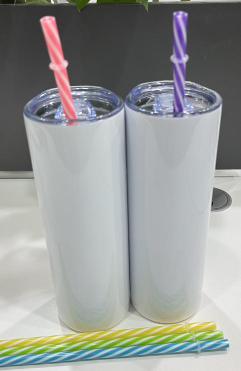 American Warehouse Car Cup Mug Stock Tumbler Sublimation Blank Stainless Steel Straight Insulated 20 Oz Tumbler With Lid And Straw