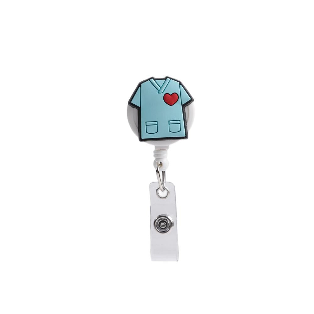 Bestom MOQ 100 32mm Silicone Nurse Accessories Gift ID Card Badge Retractable Reel, Heart-shaped Stethoscope Badge Holder