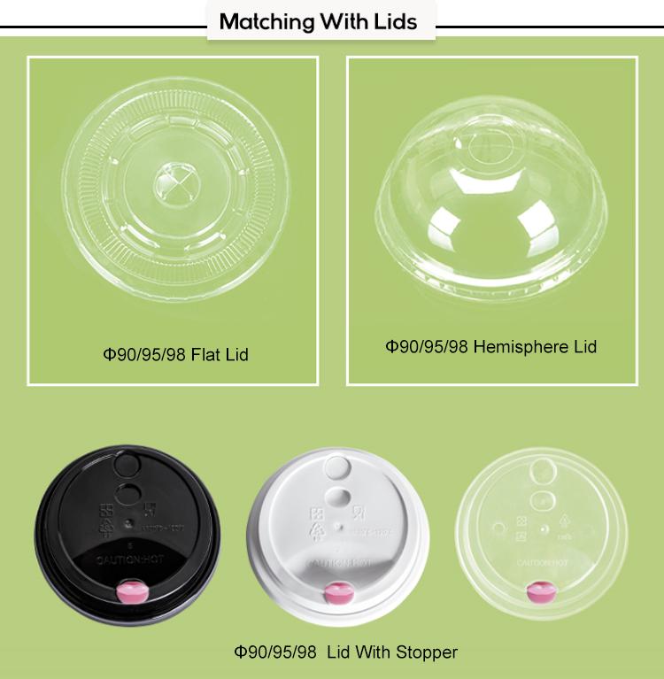 500 Ml Film Inner Pp Cup Custom Logo U Shape Disposable Milk Tea Plastic Pp Cup