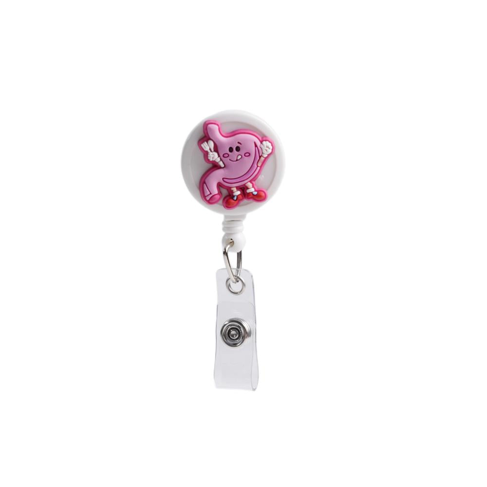 Bestom MOQ 100 32mm Silicone Nurse Accessories Gift ID Card Badge Retractable Reel, Heart-shaped Stethoscope Badge Holder