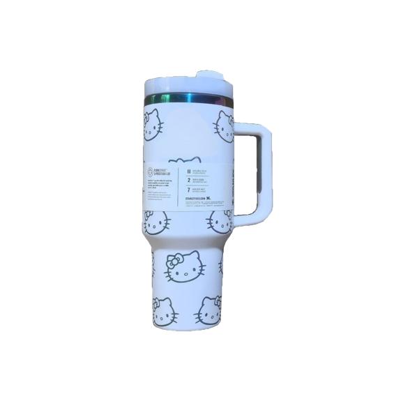 40 Oz KT Cat Print Tumbler Cartoon Water Cup Straw 304 Stainless Steel Double Wall Vacuum Insulated Logo Coffee Travel