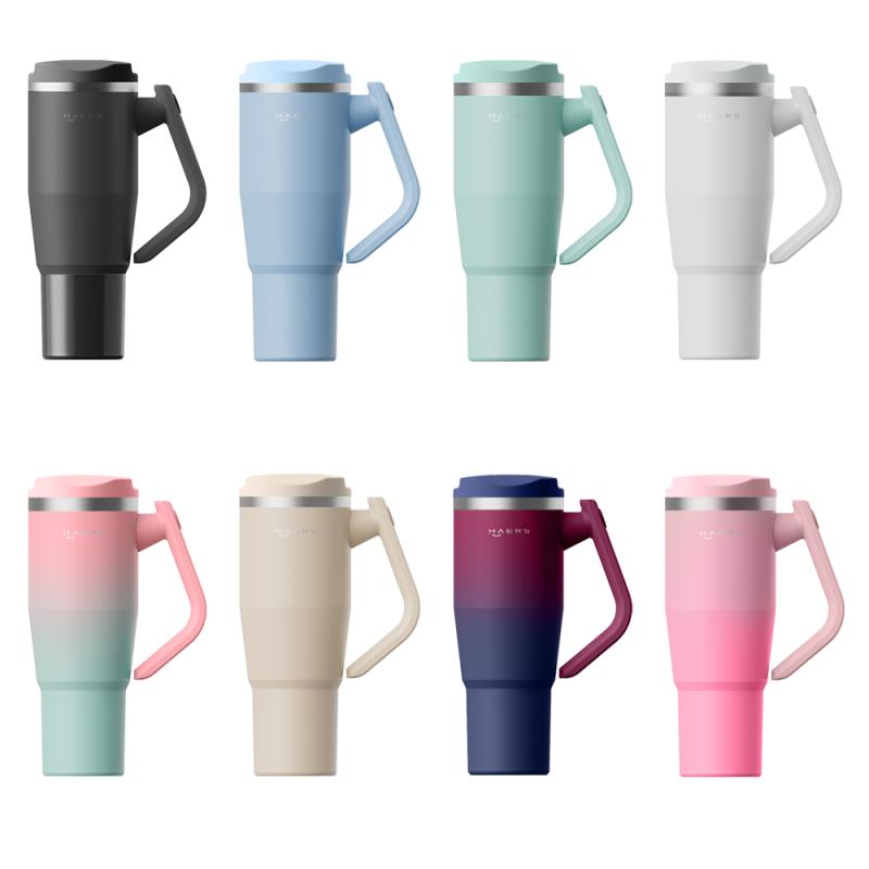 Hals Hot Sale Rotatable Handle Vacuum Metal Cold Cup Stainless Steel Travel Cup Cupping 40 Oz Thermos Cup With Lid And Straw