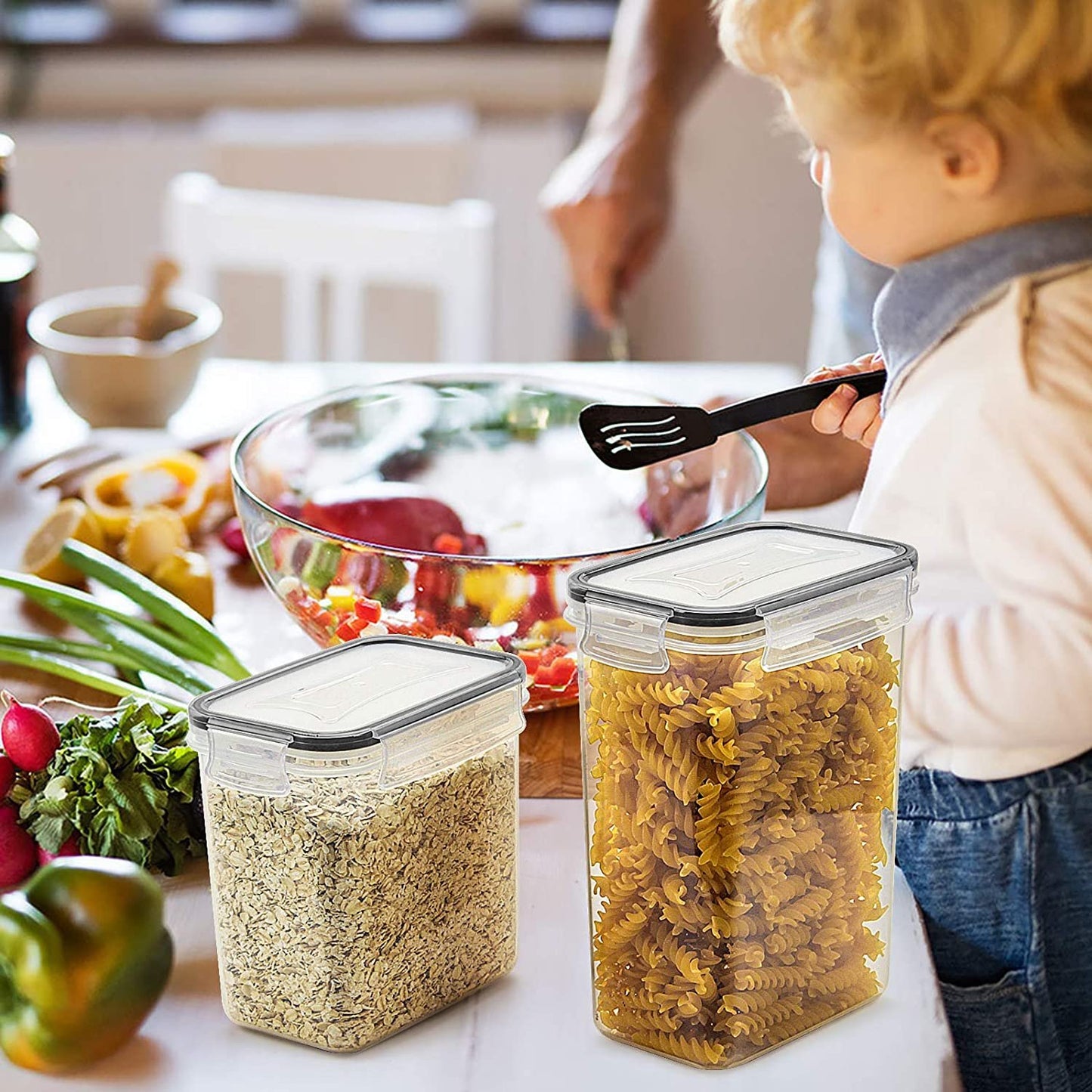 OWNSWING 24-piece Set BPA-free Airtight Plastic Stackable Kitchen Organizer Grain 42 Packs Of Dry Food Storage Box Container