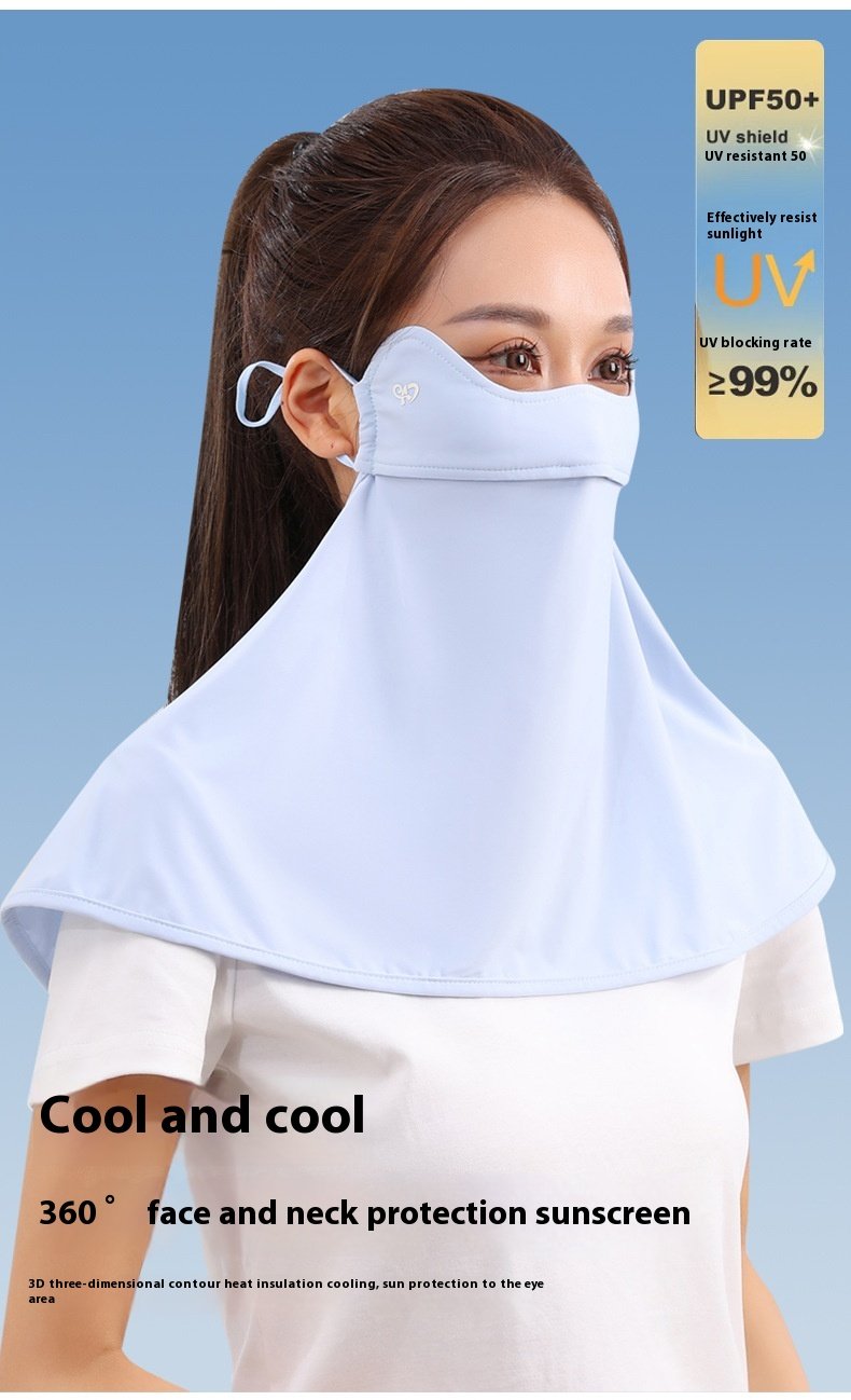 Full Face Sunscreen Veil Cool Breathable Neck Protector For Men And Women Spring And Autumn Driving UV Protection Sunshade