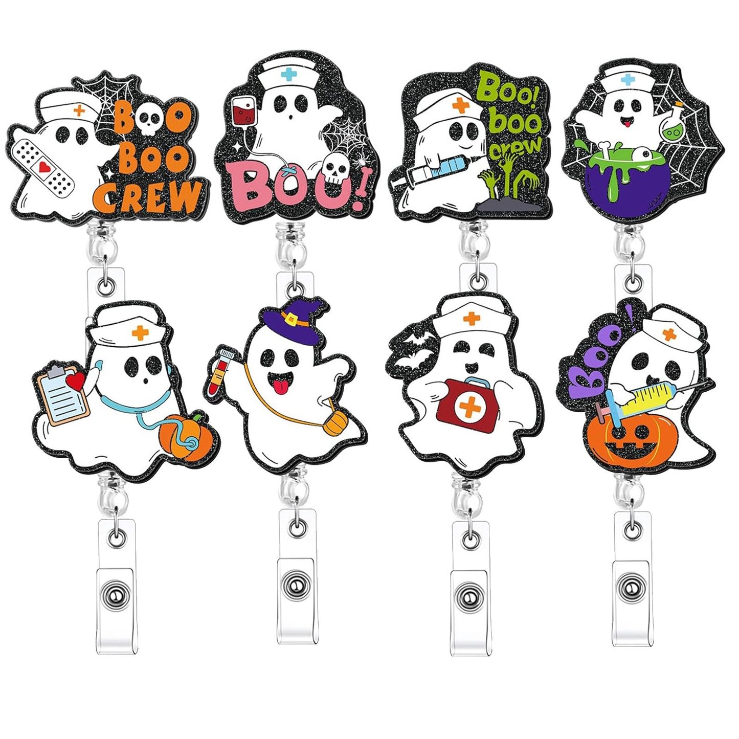 Shiny Flash Acrylic Badge Nurse Accessories ID Card Card Holder Retractable Plastic Badge Reel Badge Entrainment Rotating Clip