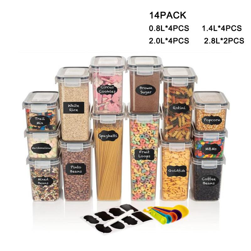 OWNSWING 24-piece Set BPA-free Airtight Plastic Stackable Kitchen Organizer Grain 42 Packs Of Dry Food Storage Box Container