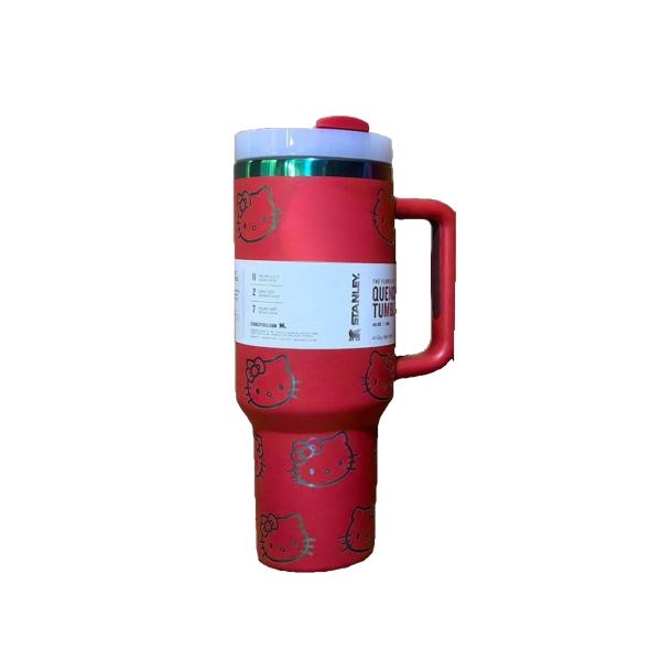 40 Oz KT Cat Print Tumbler Cartoon Water Cup Straw 304 Stainless Steel Double Wall Vacuum Insulated Logo Coffee Travel