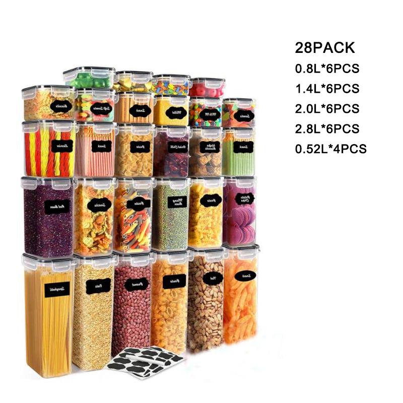 OWNSWING 24-piece Set BPA-free Airtight Plastic Stackable Kitchen Organizer Grain 42 Packs Of Dry Food Storage Box Container