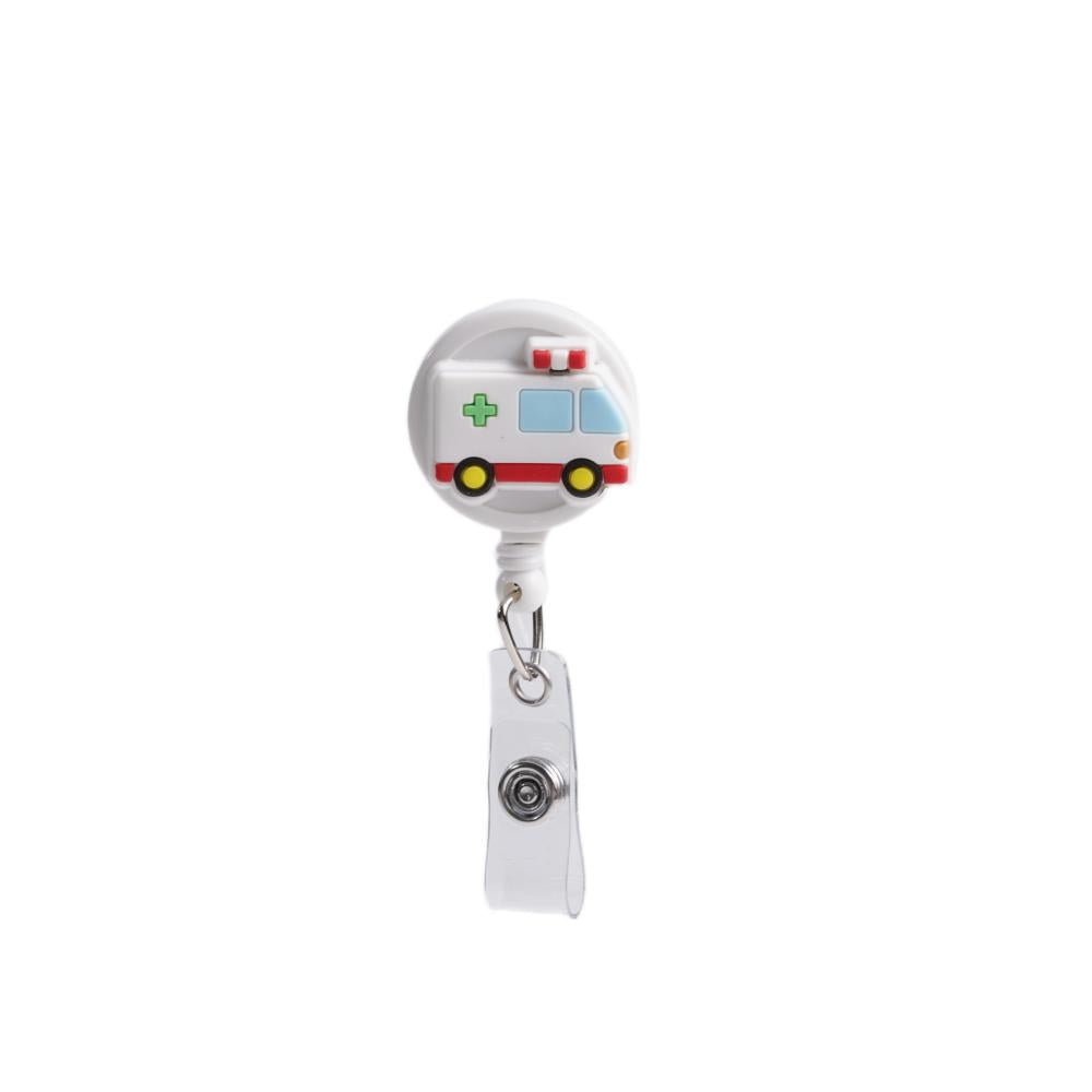 Bestom MOQ 100 32mm Silicone Nurse Accessories Gift ID Card Badge Retractable Reel, Heart-shaped Stethoscope Badge Holder