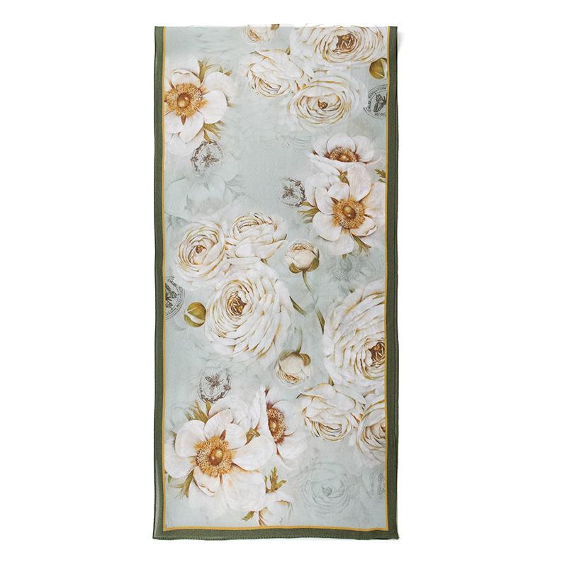 Spring And Summer Women's Silk Scarf All-match Gradient Printing Long Shawl Dual-purpose Square Sunscreen Adult Section