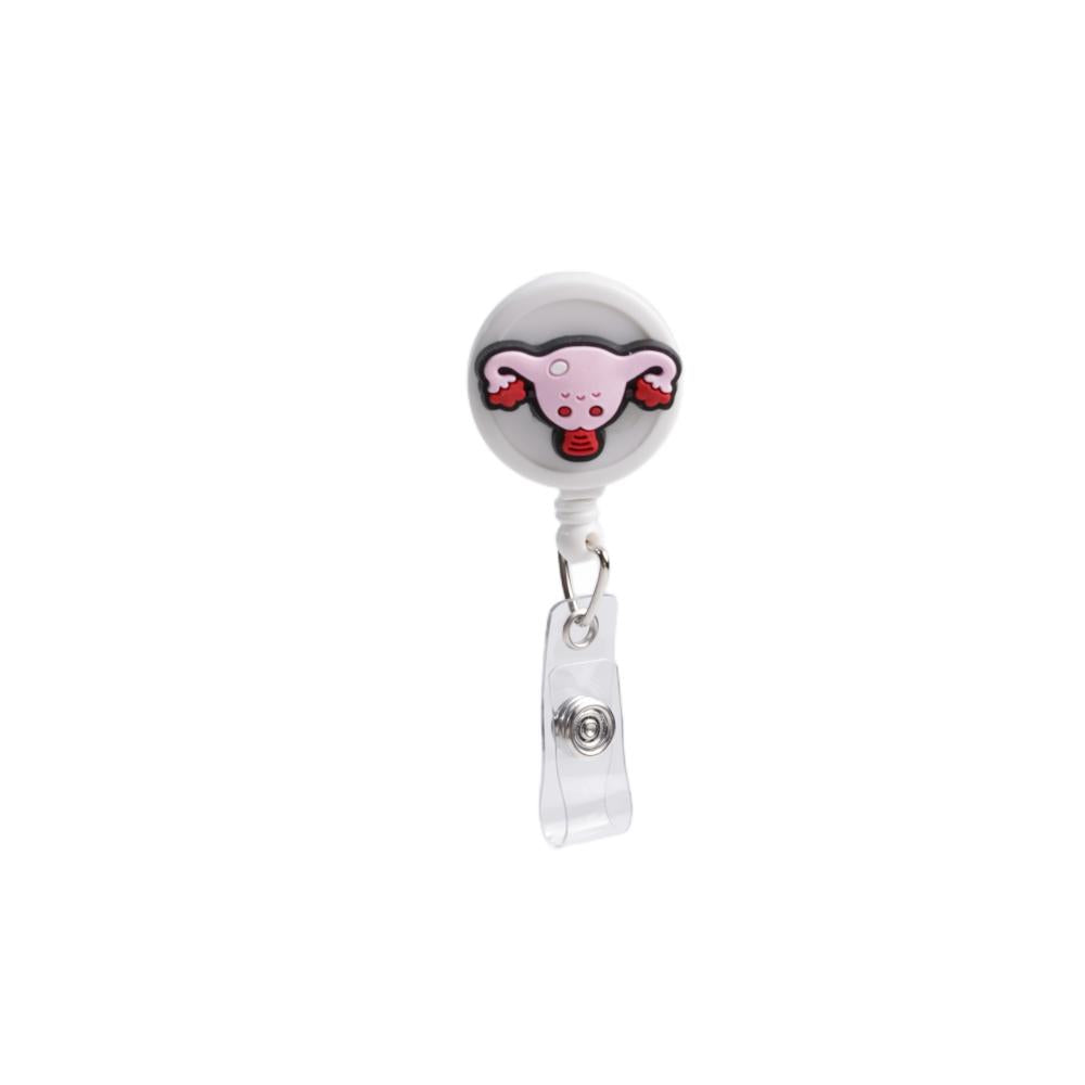 Bestom MOQ 100 32mm Silicone Nurse Accessories Gift ID Card Badge Retractable Reel, Heart-shaped Stethoscope Badge Holder